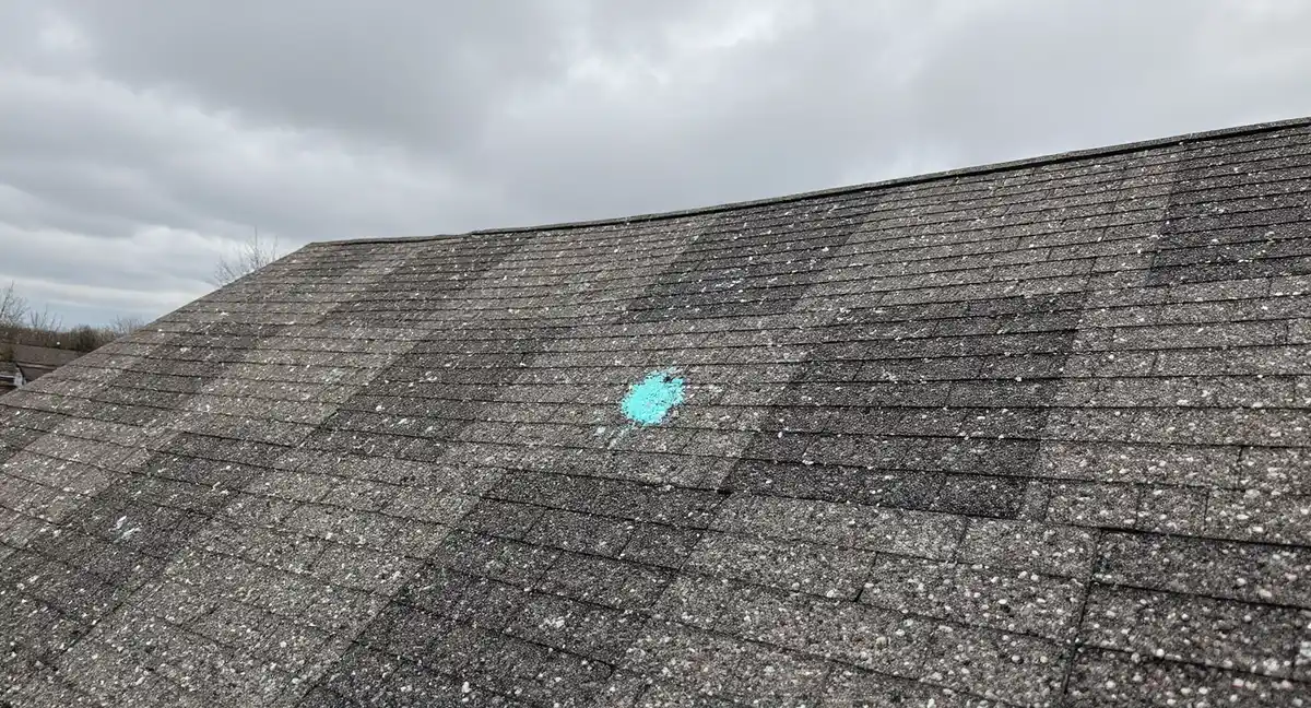 Hail damage on residential roof in Eudora, Kansas