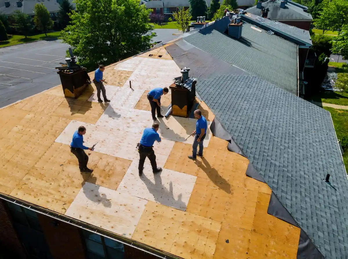 Roofing materials being staged in Pleasant Grove, Kansas