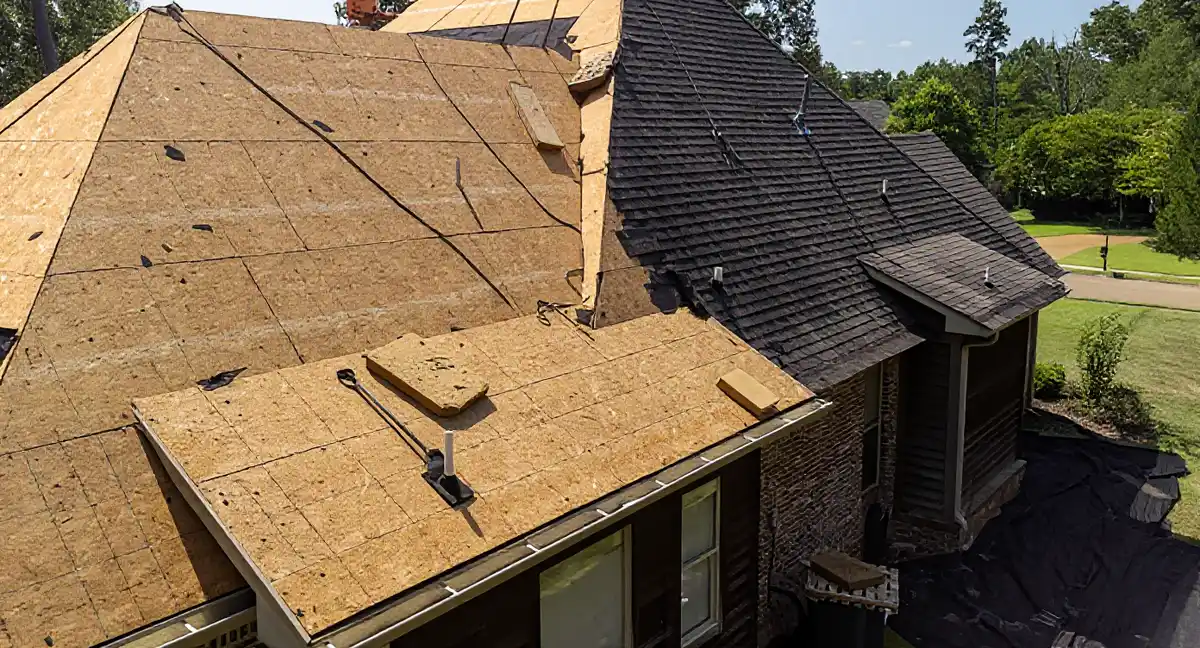 Architectural dimensional asphalt shingles showing layered texture on Lawrence Kansas roof
